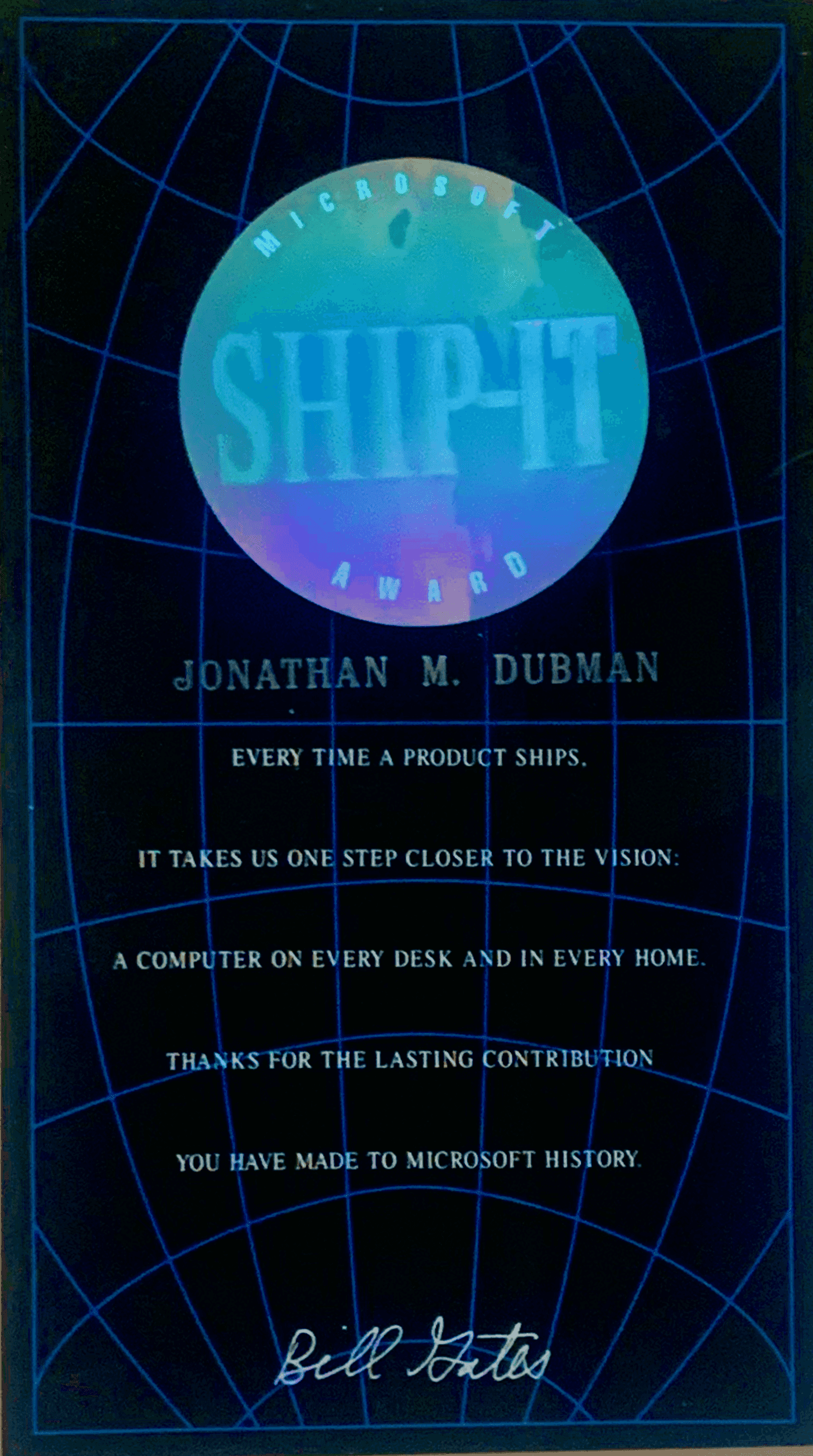Microsoft Ship It Award - Jonathan Dubman