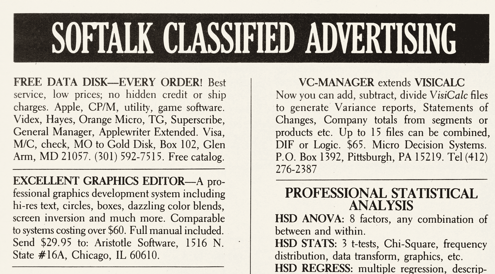 Softalk - April 1982 - Classified Ad